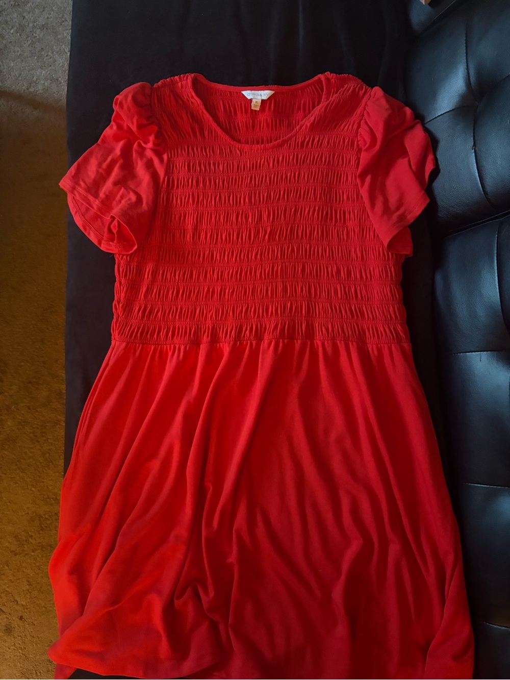 crown & ivy Red Smocked Neckline Dress